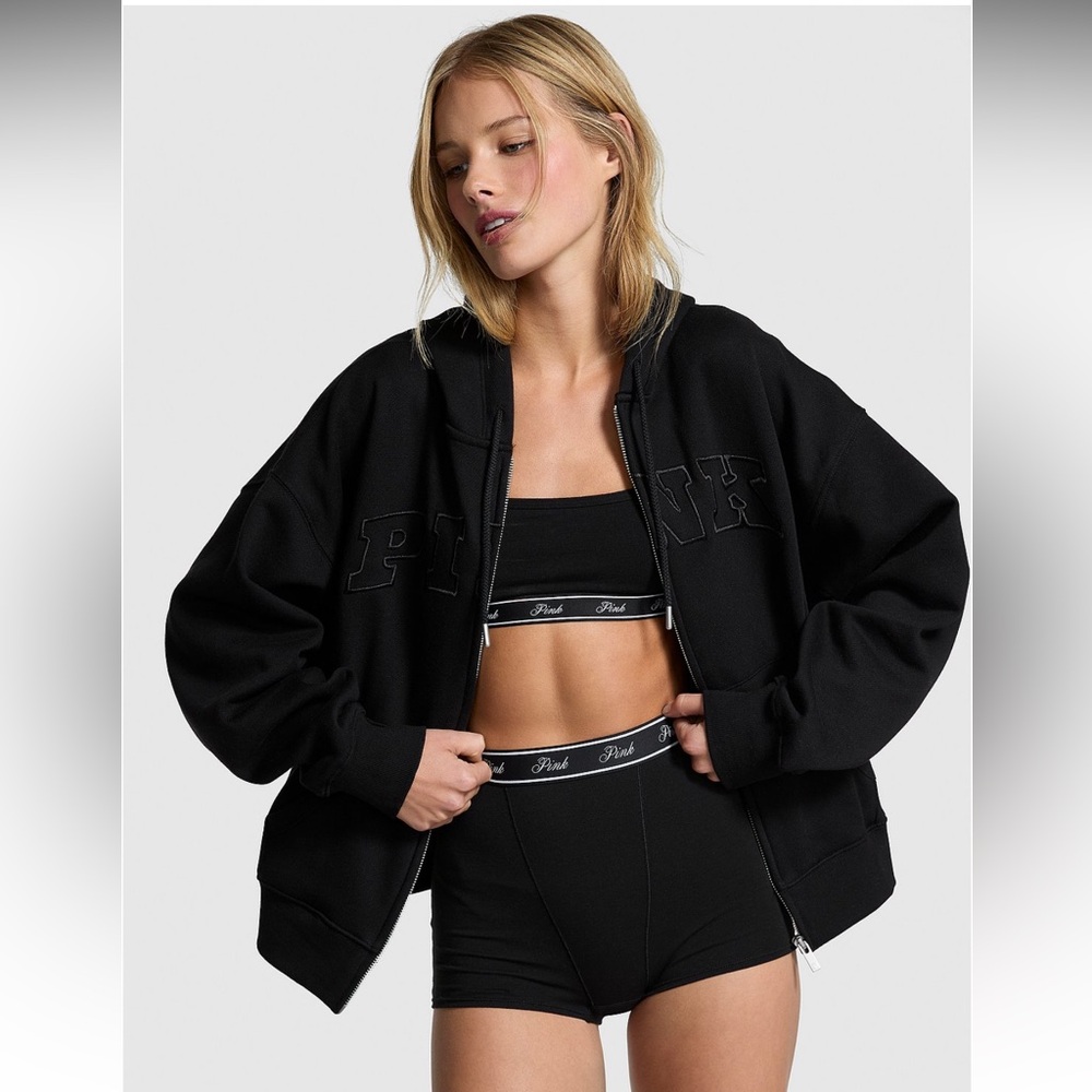 Black PINK Ivy Fleece Campus Full-Zip Hoodie